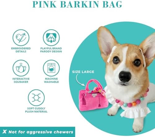 Haute Diggity Dog Barkin Bag with Scarf Plush Dog Toy, Designer Parody Toy - Image 4
