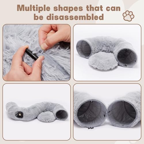 Cat Tunnels for Indoor Cats, Donut Tunnel Toys for Cats - Grey - Image 4