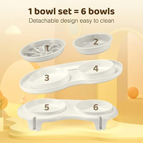 Elevated Cat Slow Feeder Bowl: Anti-Vomiting Bloat Stop Raised Food & Water Bowl for Kitten Healthy Eating - No-Spill/Non-Slip Shallow Puzzle Bowl for Puppy Small Dogs - Image 6