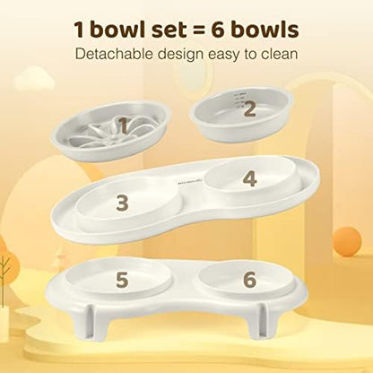 Elevated Cat Slow Feeder Bowl: Anti-Vomiting Bloat Stop Raised Food & Water Bowl for Kitten Healthy Eating - No-Spill/Non-Slip Shallow Puzzle Bowl for Puppy Small Dogs - Image 6