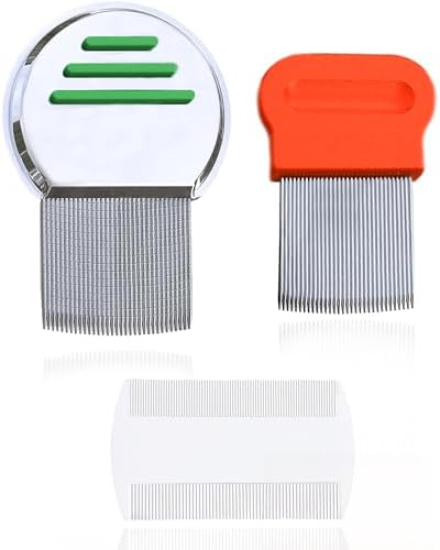 SunGrow Stainless Steel Nit Removal Comb Set, 3 Fine-Tooth Hair Combs by SunGrow