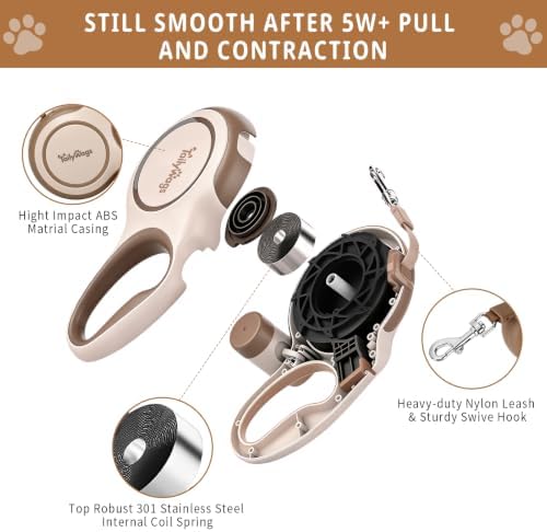 16ft Retractable Dog Leash for Medium Dogs up to 66 lbs,Khaki - Image 6