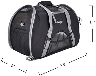 Coastal Pet Bergan Comfort Carrier - Breathable Travel Carrier for Dogs & Cats - Black & Grey, 16" x 8" x 11" - Image 2