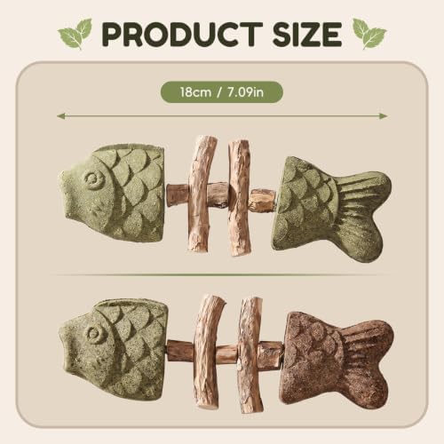 2026 Upgraded 2 Pack Fish Bone Cat Dental Toy, Natural Catnip & Silvervine Dental Chew Sticks, Effective Cat Teeth Cleaning, Long-Lasting Wooden Feline Oral Care Tool - Image 5
