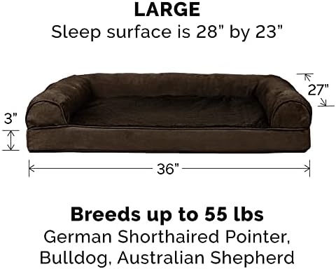 Furhaven Replacement Dog Bed Cover Plush & Suede Sofa-Style, Machine Washable - Espresso, Large - Image 3
