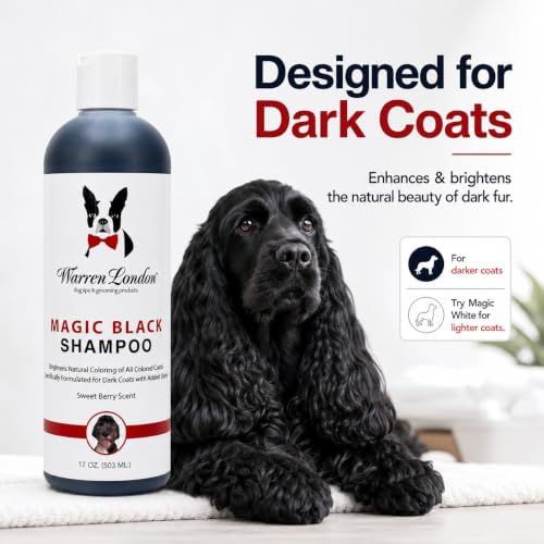 Warren London Magic Black Dog Shampoo | Brightens Any Dog Coat | Formulated for Darker Dog Coats | Puppy and Cat Safe Grooming Supplies | Berry Scent 128 Ounce, Made in USA - Image 4