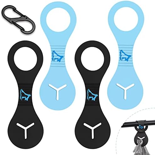 Dog Poop Bag Holder for Leash Waste Bag Carrier Dog Poop Bag Dispenser for Walking Running Bicycle Accessory 4 Pieces (Black + Blue) by PuppyDoggy