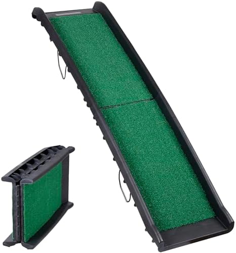 LEMY Folding Pet Dog Ramp w/Grass Surface, 61 in Portable Lightweight Non-Slip Dog Ramp Stair Step for Cars, SUV,Trucks by LEMY