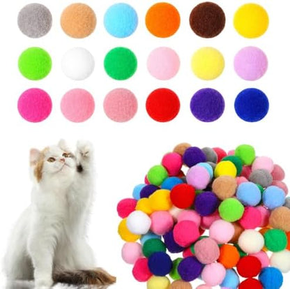 100 Pcs Cat Pom Pom Balls, 1 Inch Colorful Cat Toy Balls by Unknown