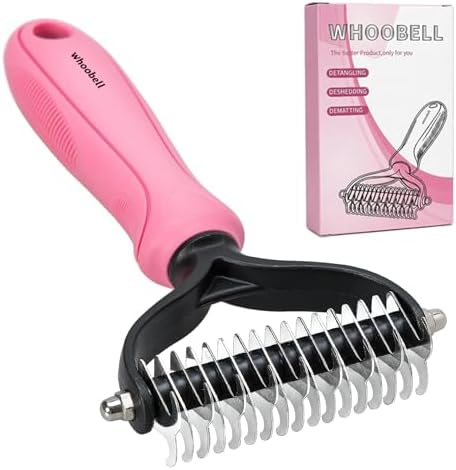 Undercoat Rake for Dogs, whoobell 2 Side Undercoat Brush for Deshedding and Dematting for Dog Cat Rabbit, Professional Pet Grooming HairTools, Removes Loose Undercoat and Nasty Shedding by FollowThisBrand