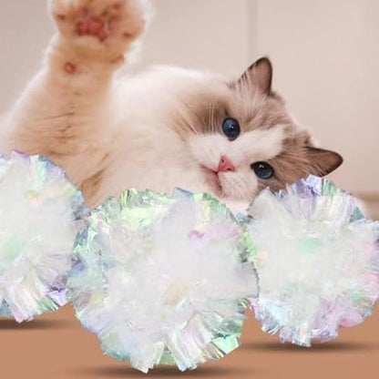 20PCS Cat Wrinkle Balls Diameter 5cm Polyester Film Wrinkle Bright Light Material Cat Teaser Crinkle Balls Pet Supplies - Image 2