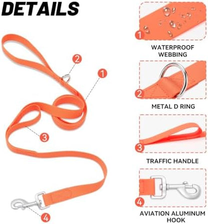 Waterproof Dog Leash with Double Handle, 6 FT Durable Odor-Proof Dog Leashes with Strong Aviation Aluminum Hooks Fits Small Medium or Large Dogs - Image 3