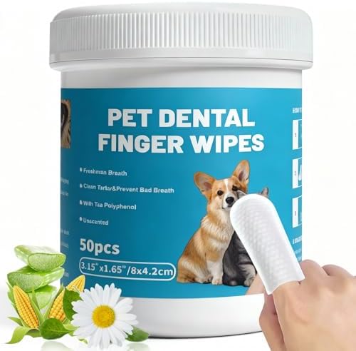 Pet Teeth Cleaning Finger Wipes for Cats and Dogs,Unscented Tartar by Falatong