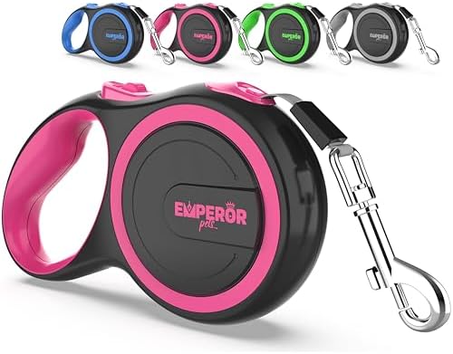 Emperor Pets Retractable Dog Leash, 26 ft, Up to 110lbs, Pink -PK26 by EmperorPets