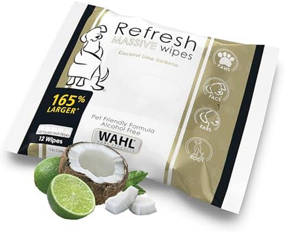 Wahl Refresh Massive Dog Wipes, Coconut Lime Verbena, 36 ct by Wahl