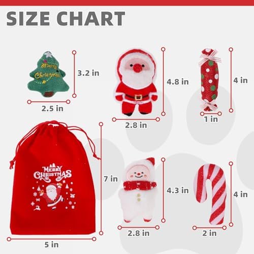 KOOLTAIL Christmas Cat Catnip Toys, 5 Pack Durable Soft Santa Claus Christmas Tree Candy Toy Filled with Natural Catnip, Interactive Bite Resistant Chew Teeth Cleaning Gift for Indoor Cats Kitten - Image 2