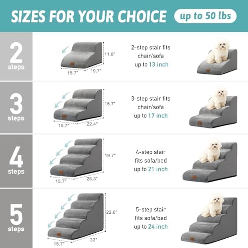 COZY KISS Dog Stair for Small Dog 11.8" H, 2 Step Pet Ramp for Chair - Image 3