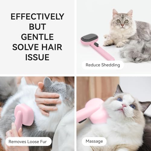 Aumuca Cat Brushes for Indoor Cats, Cat Hair Brush for Shedding, Cat Brush for Long or Short Haired Cats, Cat Grooming Deshedding Brush for Dog Kitten Horse Massage Removes Loose Fur - Image 2