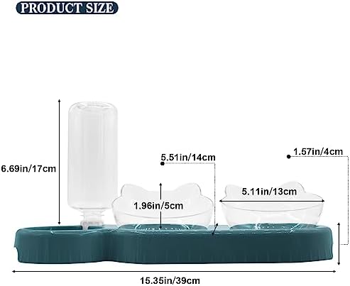 Triple Dog Cat Bowls, 15 Tilt 3-in-1 Water Feeder Bowls with Automatic Water Bottle Bowl, Removable Cat Wet and Dry Food Bowl Set for Small Cat and Puppy (Navy Blue) - Image 5
