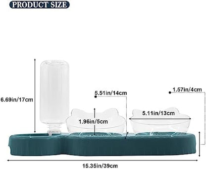 Triple Dog Cat Bowls, 15 Tilt 3-in-1 Water Feeder Bowls with Automatic Water Bottle Bowl, Removable Cat Wet and Dry Food Bowl Set for Small Cat and Puppy (Navy Blue) - Image 5