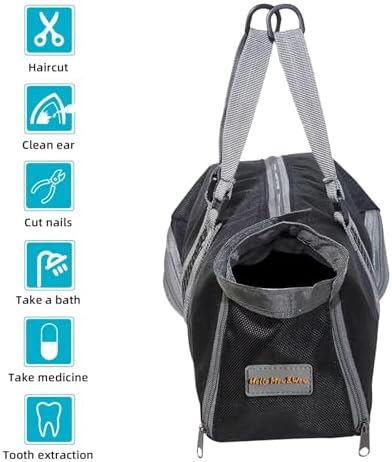Cinf Cat Nail Clipping Cleaning Grooming Restraint Bag (Free Muzzle) Set No Scratching Biting for Bathing Nail Trimming Injecting Examining(Black,L) - Image 6