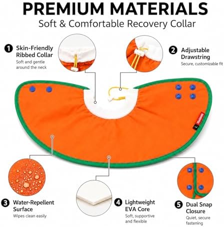Soft Dog Cone Collar for Dogs & Cats, Adjustable Elizabethan Recovery Collar, Lightweight EPE Material, Post-Surgery Wound Protection (Orange, L) - Image 4