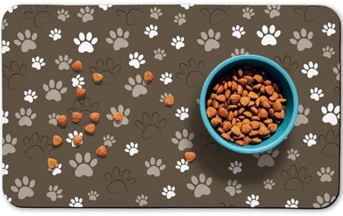 Dog Food Mat, Absorbent Water Bowl Mats Cat Pet Feeding Placemats Brown 30 * 17 inch by Zoeeya