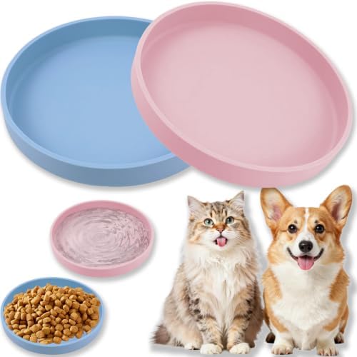 2Packs Silicone Cat Food Bowl - 5.9in Shallow Cats Bowls Relief Whisker Fatigue Cat Plates for Kitten Puppy and Small Pets Feeding Dishes by YUZI