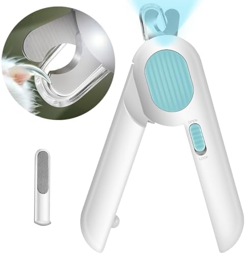 Odoland Cat Nail Clipper with LED Light and Nail File, Dog Claw Trimmer with Bright Light to Avoid Excessive Cutting - Pet Grooming Tool for Tiny Dog Cat Kitten Bunny Rabbit Blue by Odoland