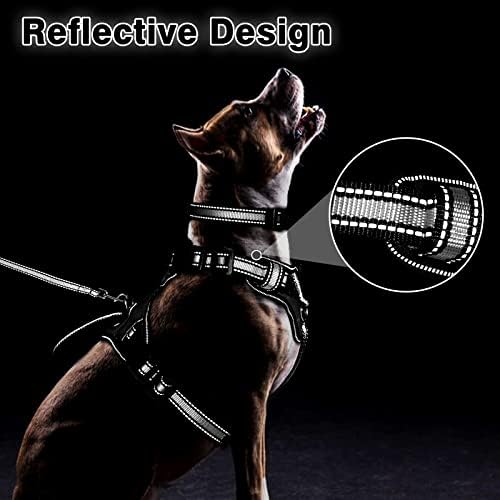 WINSEE Pet Harness Collar and Leash Set, All-in-one Reflective Dog Harness No Pull with Adjustable Buckles for Puppies, Small, Medium, Large, and Extra-Large Dogs (X-Large, Black) - Image 5