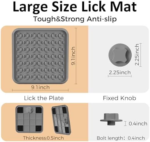 Pet Lick Mat, Lick Mat for Dogs Slow Feeder, Dog Crate Lick Pads, Dog Crate Accessories, Boredom Relief Licking Pad, Fit for Peanut Butter, Treats Yogurt, Bolognese (Grey) - Image 4