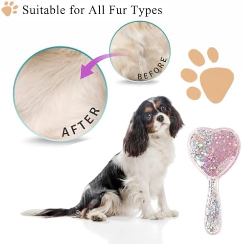 Small Soft Dog Grooming Brush Pet Massage Hair Brush-Glitter Pink - Image 5