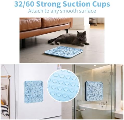 VI-FA Dog & Cat Lick Mat, Slow Feeder Pad with Suction Cups, Anxiety Relief for Bath Grooming Training (2 Pack, Blue) - Image 4