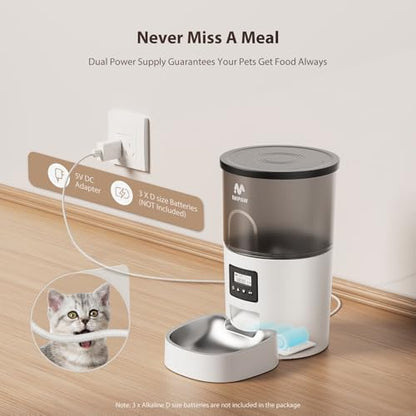 IMIPAW Automatic Cat Feeder, 3L Timed Pet Dry Food Dispenser with Clog-Free Design, Auto Feeder for Cats, 1-6 Meals Per Day, Desiccant Bags, with Stainless Steel - Image 5