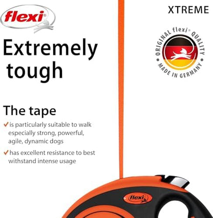 FLEXI® Xtreme Tape Retractable Dog Leash, Small, 16 ft - Orange/Black - Image 3