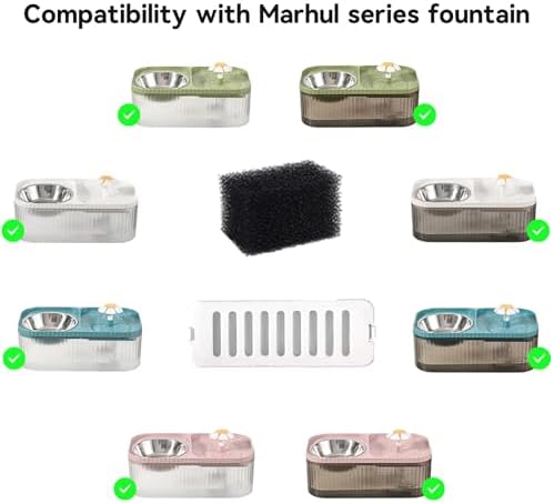 Marchul Cat Water Fountain Replacement Filters and Replacement Pre-Filter Sponges Set,12 Pack (6+6) - Image 2