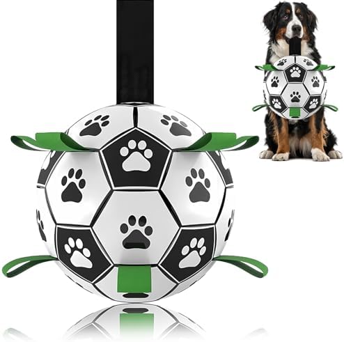 Ropes Soccer Balls Toy - Interactive Dog Toys for Tug of War, Puppy Birthday Gifts, Water Toy, Durable Balls World Cup for Large Dogs (9 Inch) by Unknown