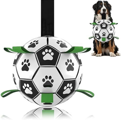 Ropes Soccer Balls Toy - Interactive Dog Toys for Tug of War, Puppy Birthday Gifts, Water Toy, Durable Balls World Cup for Large Dogs (9 Inch) by Unknown