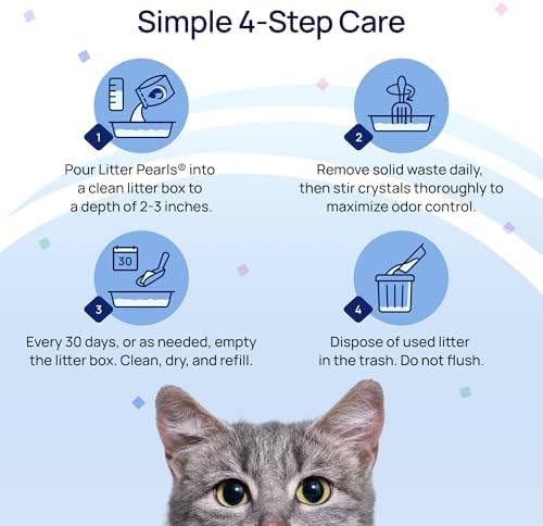 Litter Pearls Tracksless Unscented Non-Clumping Crystal Cat Litter with Odorbond, 7 lb, White, Clear and Blue Crystals - Image 5