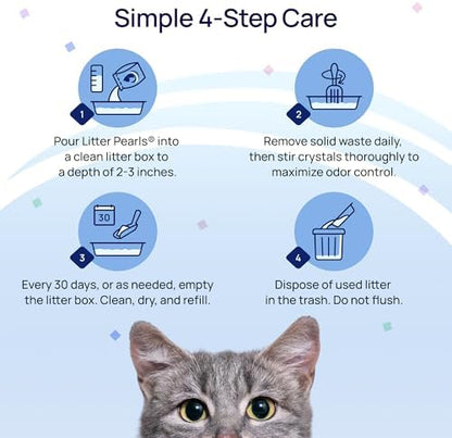 Litter Pearls Tracksless Unscented Non-Clumping Crystal Cat Litter with Odorbond, 7 lb, White, Clear and Blue Crystals - Image 5