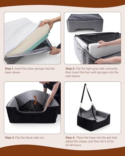 Dog Car Seat Booster Bed for Small Dogs Up to 25lbs - Black - Image 6