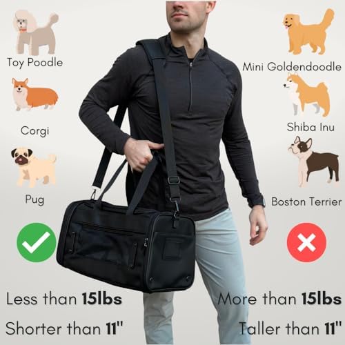TSA Airline Approved PU Leather Luxury Pet Carrier - Size XS/S - for Small Dogs and Cats - Image 3