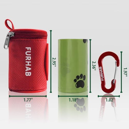FURHAB Dog Poop Bag Holder for Leash with Carabiner Clip Soft Fabric - Image 6