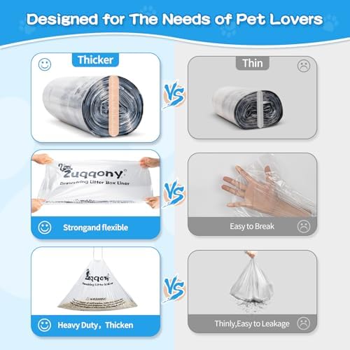 50 Count Drawstring Litter Box Liners Compatible with Litter Robot 4 & 3 - Thickened Leak-Proof Cat Litter Waste Bags, Pre-Separated Clear Design (25.8" x 21"), Odor Control Cat Litter Liners - Image 4