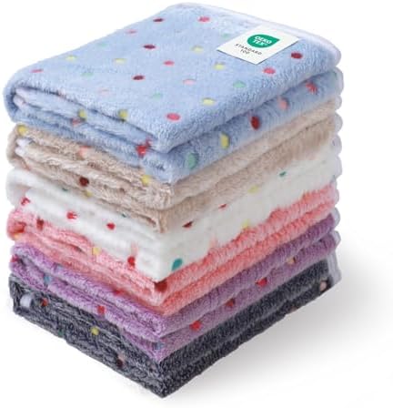 1 Pack 6 Blankets Dog Cat Soft Fluffy Fleece Pet Blanket Warm Cute Print Design Puppy Kitten Blanket Doggy Dot Small(23"x16") by luciphia