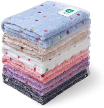 1 Pack 6 Blankets Dog Cat Soft Fluffy Fleece Pet Blanket Warm Cute Print Design Puppy Kitten Blanket Doggy Dot Small(23"x16") by luciphia