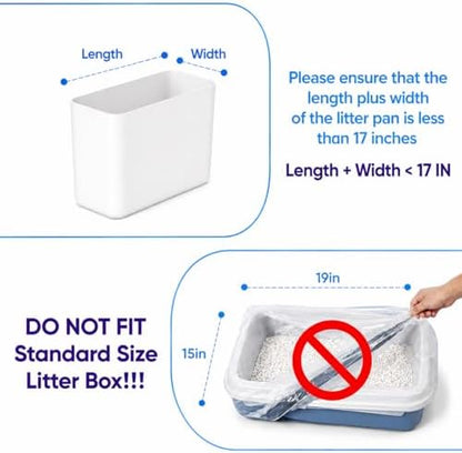 DOEL 60 Count Drawstring Cat Litter Bags for Most Auto Self-Cleaning Litter Box, Cat Litter Box Liners, Replaced Pet Waste Bags, 17.7"x19.7", White Blue (4 Rolls) - Image 4