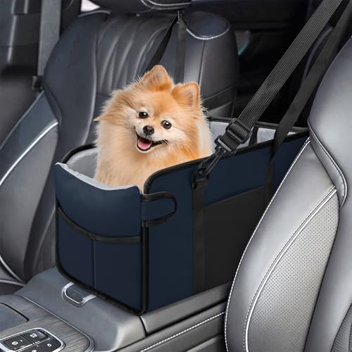 Portable Dog Car Seat for Small Dogs, Puppy Car Seat, Navy Blue by NECKORY