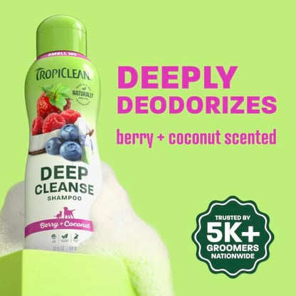 TropiClean Deodorizing Dog Shampoo, Berry & Coconut Scent, 20oz - Image 2