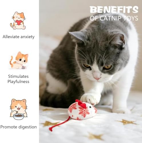 Catnip Mouse Toys for Cats,5 Pack Plush Mice Toys for Indoor Cats - Image 3